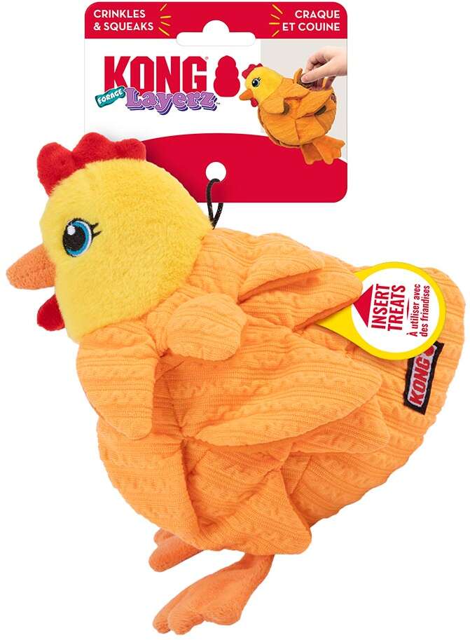 Brinquedo Pelúcia Kong Layerz Forage Hen Laranja para Cães - Tam. Único