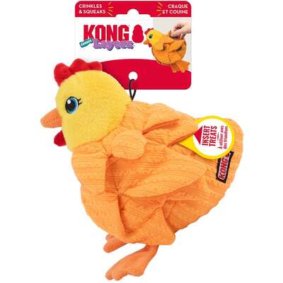 Brinquedo Pelúcia Kong Layerz Forage Hen Laranja para Cães