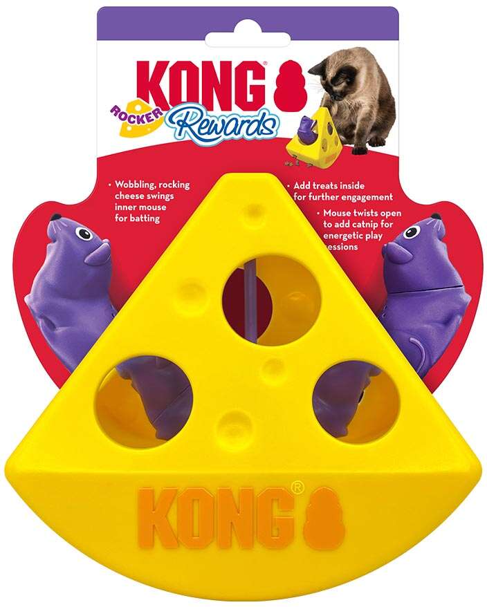 Brinquedo Recheável Kong Rewards Rocker Cheese Amarelo para Gatos - Tam. Único