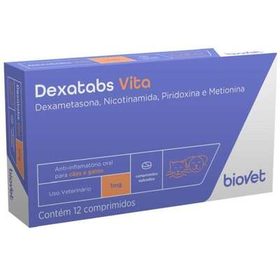 Anti-inflamatório Biovet Dexatabs Vita 1 mg para Cães e Gatos