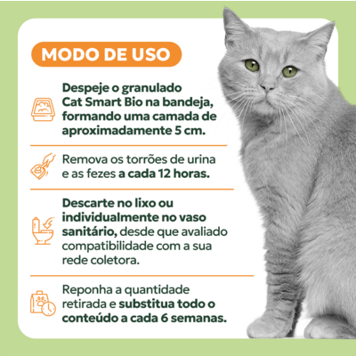 Granulado Sanitário Cat Smart Bio Grãos Médios para Gatos