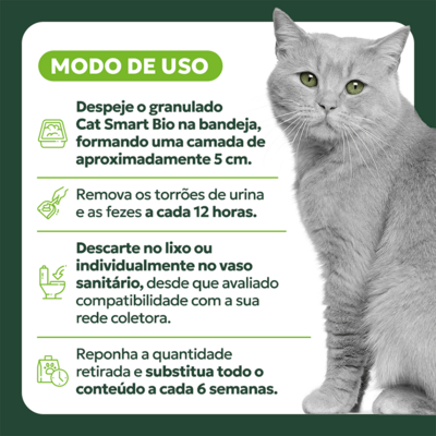 Granulado Sanitário Cat Smart Bio Grãos Finos para Gatos
