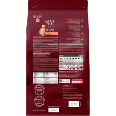 Ração GranPlus Choice Frango e Carne para Cães Adultos