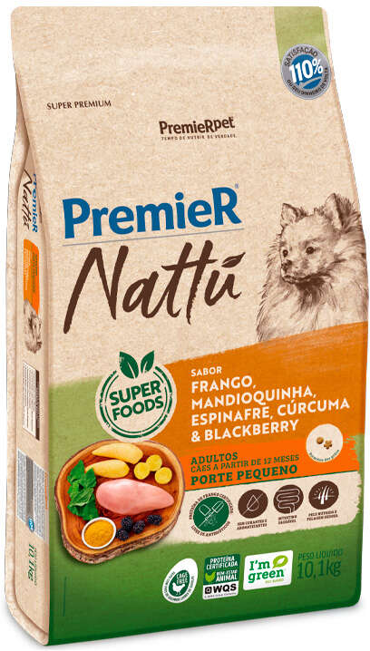 Ração Seca PremieR Nattú Mandioquinha para Cães Adultos Porte Pequeno - 10,1Kg
