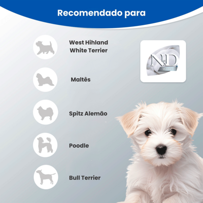 Ração Seca N&D White Merluza, Spirulina e Erva Doce para Cães Adultos de Raças Mini