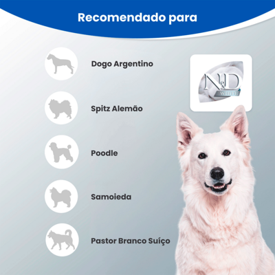 Ração Seca Farmina N&D White para Cães Filhotes de Raças Médias e Grandes Sabor Peixe