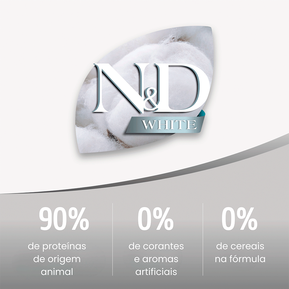 Ração Seca Farmina N&D White para Cães Filhotes de Raças Médias e Grandes Sabor Peixe - 7Kg