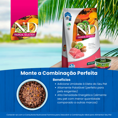 Ração Seca Farmina N&D Tropical para Gatos Filhotes de Todas as Raças Sabor Carne Suína e Cereais