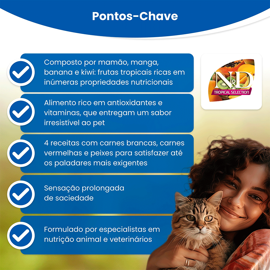 Ração Seca Farmina N&D Tropical para Gatos Filhotes de Todas as Raças Sabor Carne Suína e Cereais - 7Kg