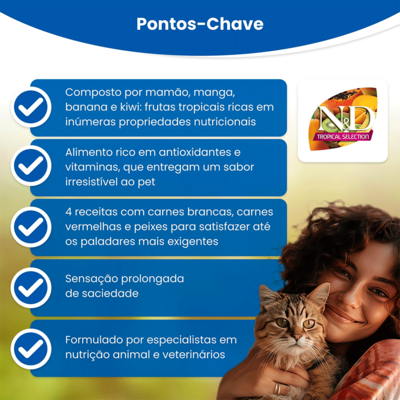 Ração Seca Farmina N&D Tropical para Gatos Filhotes de Todas as Raças Sabor Carne Suína e Cereais