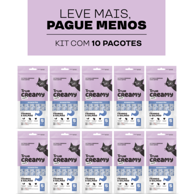 Petisco Cremoso True Creamy Care Digestão Sabor Salmão e Frango para Gatos