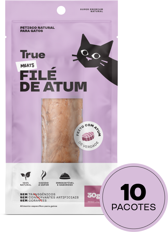 Kit Petisco Natural True Meats Filé de Atum para Gatos 30 g - 10 Unidades