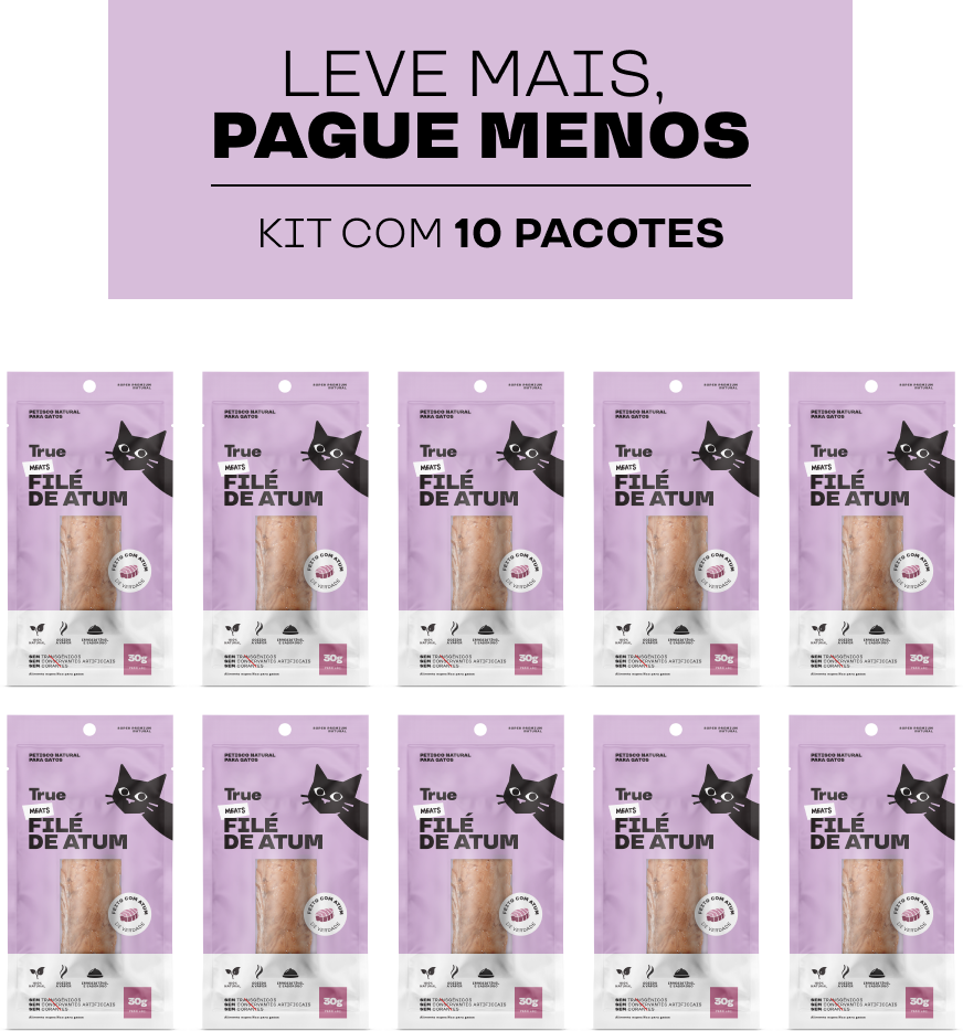 Kit Petisco Natural True Meats Filé de Atum para Gatos 30 g - 10 Unidades