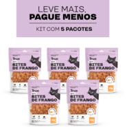 Kit Petisco Natural True Meats Bites de Frango para Gatos 80 g - 5 Unidades