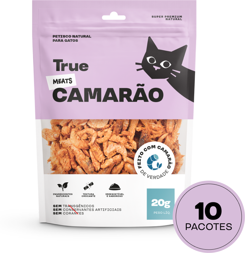 Kit Petisco Natural True Meats Camarão para Gatos 20 g - 10 Unidades