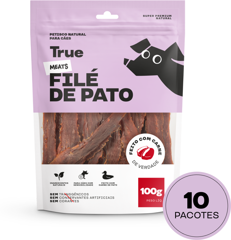 Kit Petisco Natural True Meats Filé de Pato para Cães - 10 Unidades