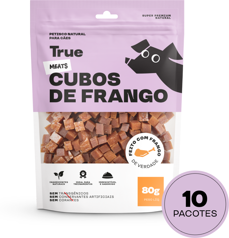 Kit Petisco Natural True Meats Cubos de Frango para Cães - 10 Unidades