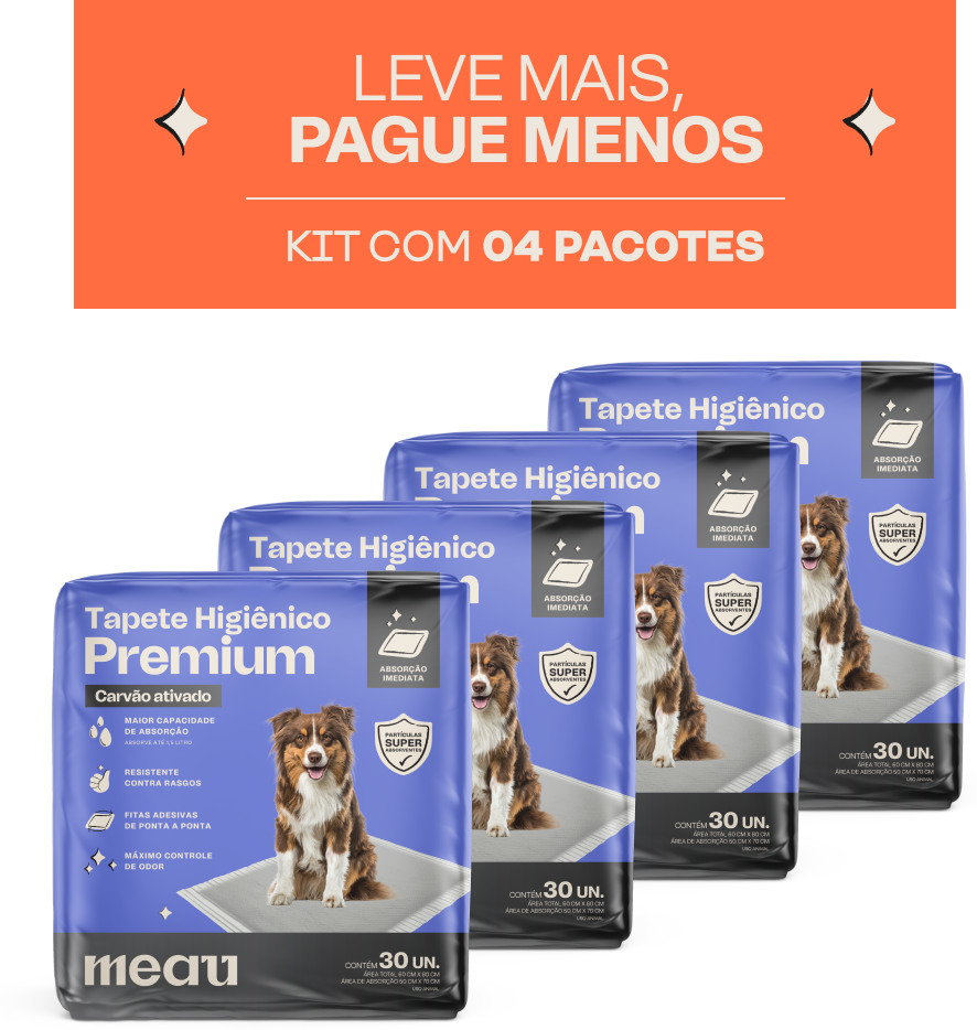 Tapete Higiênico Meau Premium com Carvão Ativado para Cães - 120 Unidades