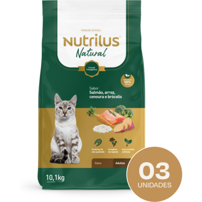 Ração Seca Nutrilus Natural Sabor Salmão e Arroz para Gatos Adultos