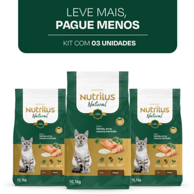 Ração Seca Nutrilus Natural Sabor Salmão e Arroz para Gatos Adultos