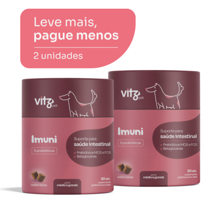 Suplemento Palatável Vitz Pet Imuni para Cães de Porte Médio e Grande