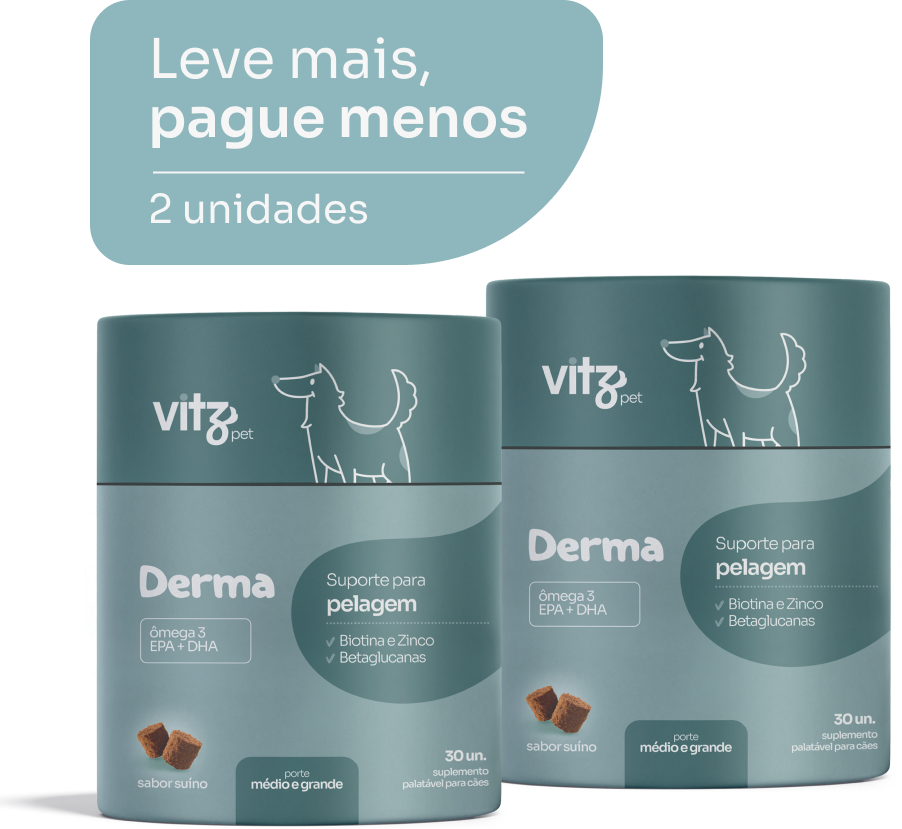 Suplemento Palatável Vitz Pet Derma para Cães de Porte Médio e Grande - 30 Unidades