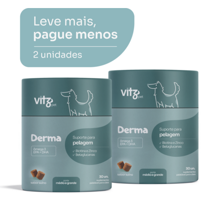 Suplemento Palatável Vitz Pet Derma para Cães de Porte Médio e Grande