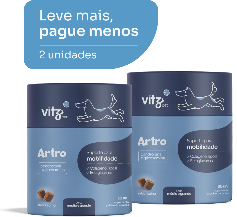 Suplemento Palatavel Vitz Pet Artro para Cães Adultos Porte Médio e Grande - 30 Unidades