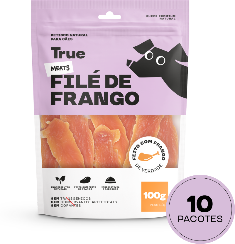 Kit Petisco Natural True Meats Filé de Frango para Cães - 500g (10 pacotes)