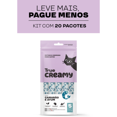 Petisco Cremoso True Creamy Sabor Camarão e Atum para Gatos
