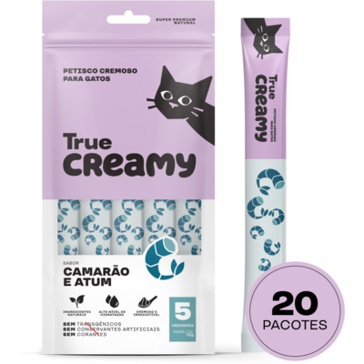Petisco Cremoso True Creamy Sabor Camarão e Atum para Gatos