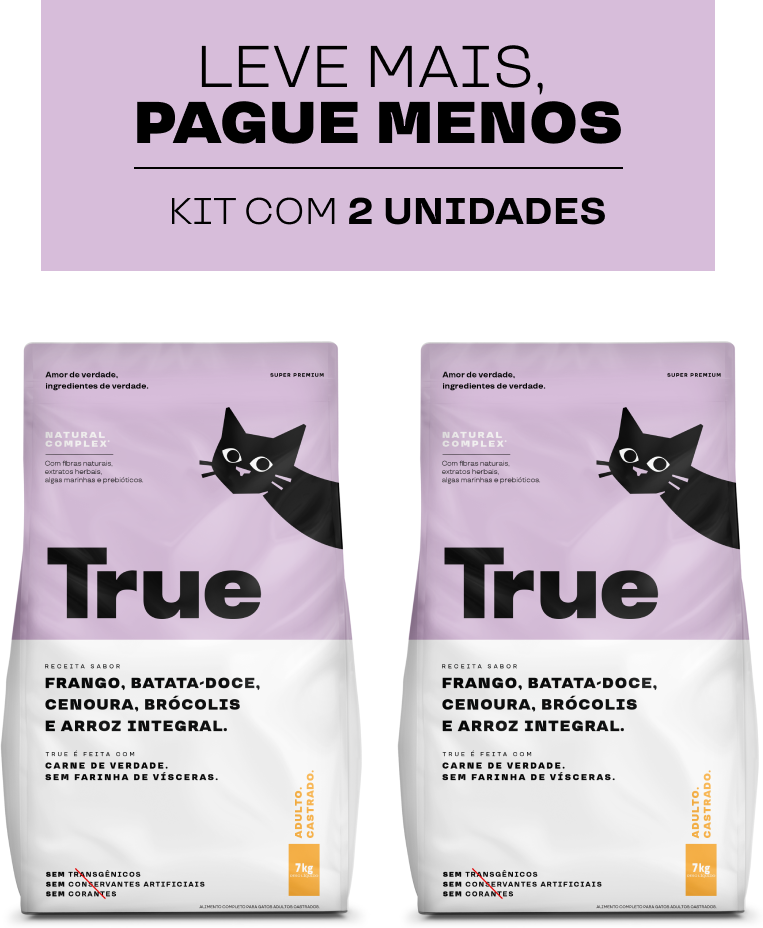 Ração Natural True para Gatos Adultos Castrados - 7Kg (2 Pacotes)
