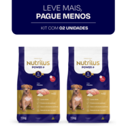 Ração Nutrilus Power+ Frango para Cães Filhotes - 15Kg (2 Pacotes)