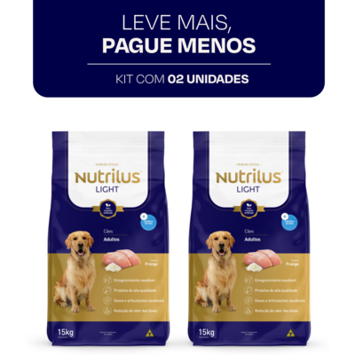 Ração Nutrilus Light Frango para Cães Adultos Raças Médias e Grandes”
