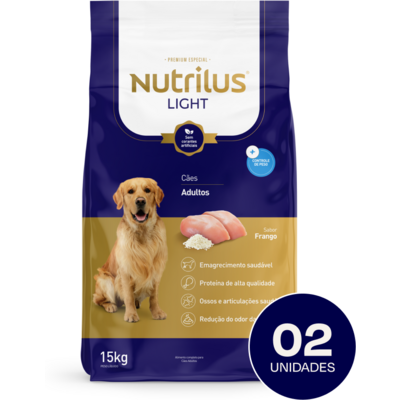 Ração Nutrilus Light Frango para Cães Adultos Raças Médias e Grandes”
