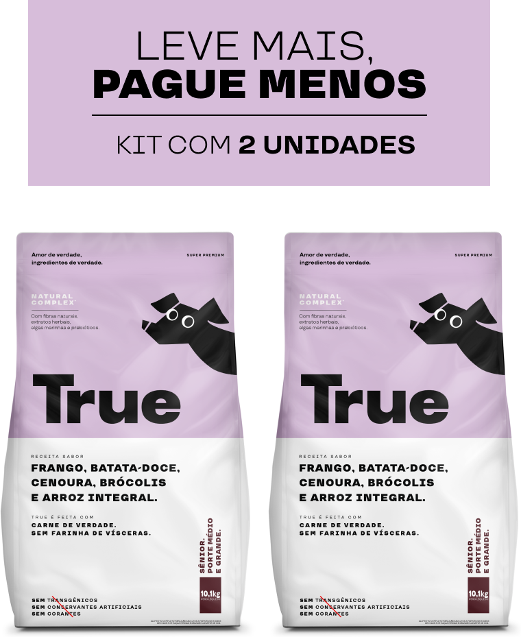 Ração Natural True para Cães Senior de Porte Médio e Grande - 10,1Kg (2 Pacotes)