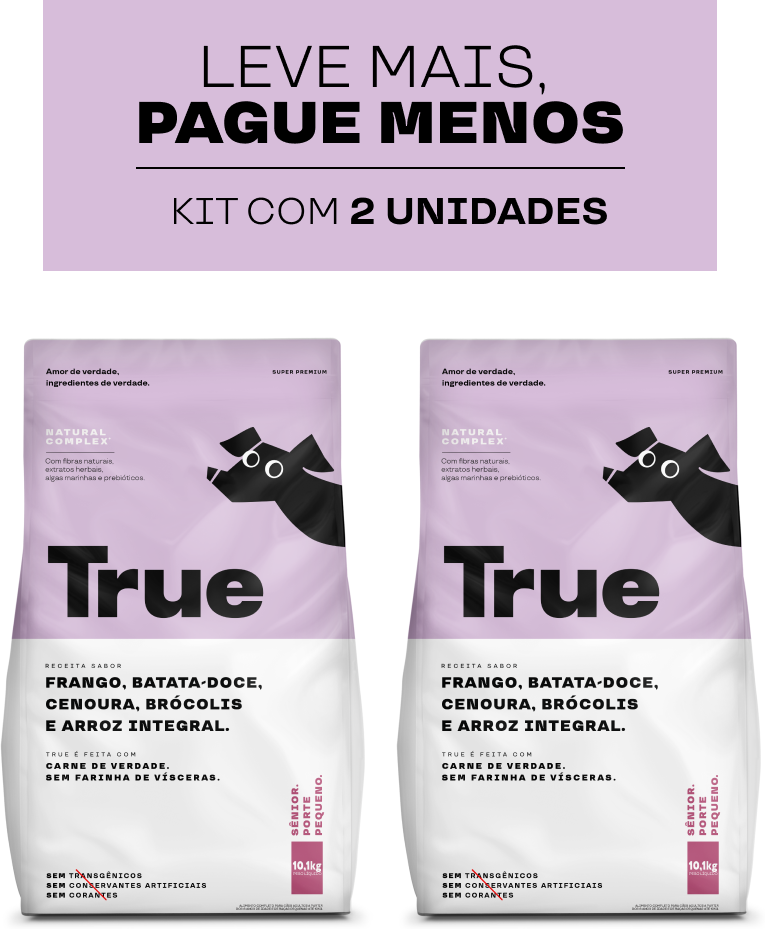 Ração Natural True para Cães Senior Raças Pequenas - 10,1Kg (2 Pacotes)