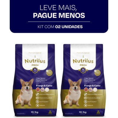 Ração Seca Nutrilus Pro+ Frango & Carne para Cães Sênior de Raças Pequenas