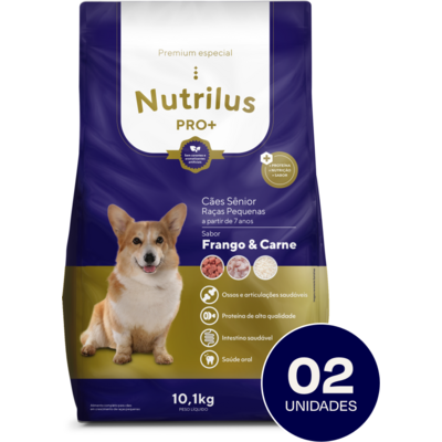 Ração Seca Nutrilus Pro+ Frango & Carne para Cães Sênior de Raças Pequenas