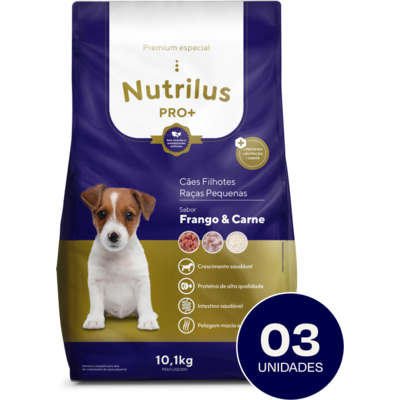 Ração Nutrilus Pro+ Frango & Carne para Cães Filhotes de Raças Pequenas