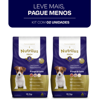 Ração Nutrilus Pro+ Frango & Carne para Cães Filhotes de Raças Pequenas