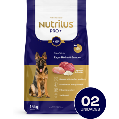 Ração Nutrilus Pro+ Frango & Carne para Cães Sênior