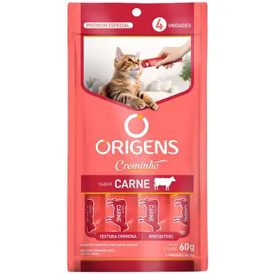 Petisco Cremoso Origens Creminho para Gatos Adutlos Sabor Carne”