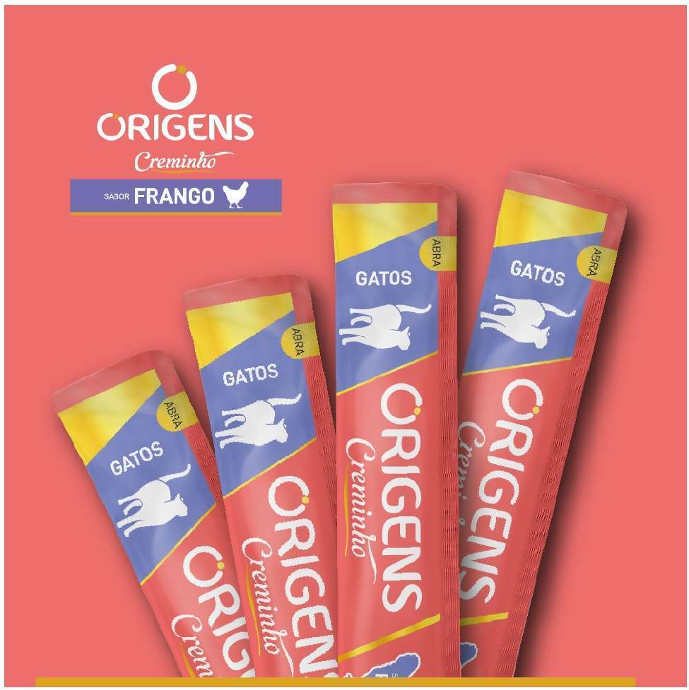Petisco Cremoso Origens Creminho para Gatos Adutlos Sabor Frango - 1 Pacote (4 Unidades)