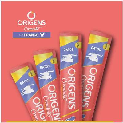 Petisco Cremoso Origens Creminho para Gatos Adutlos Sabor Frango