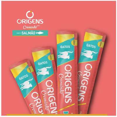 Petisco Cremoso Origens Creminho para Gatos Adutlos Sabor Salmão