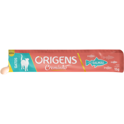 Petisco Cremoso Origens Creminho para Gatos Adutlos Sabor Salmão