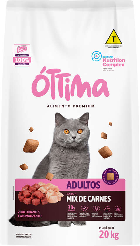 Ração Seca Óttima Mix de Carnes para Gatos Adultos - 20Kg