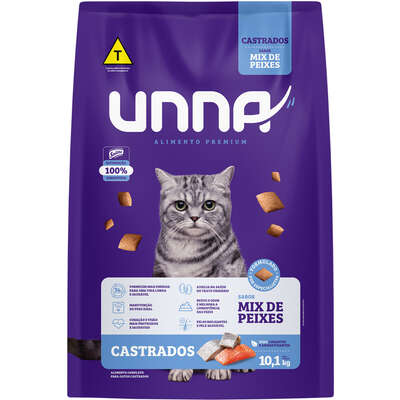 Ração Seca Unna Premium para Gatos Castrados sabor Peixe