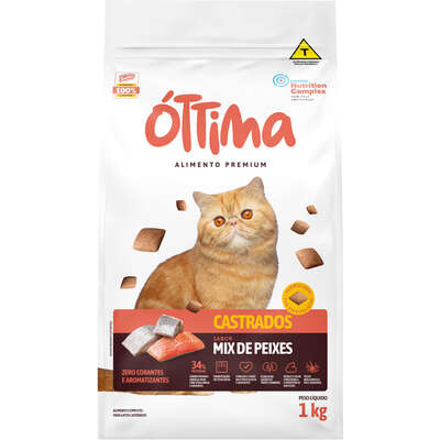 Ração Seca Óttima Premium para Gatos Castrados sabor Peixe